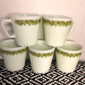 Set of 5 - Pyrex Spring blossom Cups.